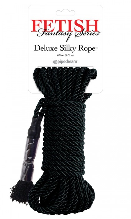 Черная веревка для фиксации Deluxe Silky Rope - 9,75 м. - Pipedream - купить с доставкой в Майкопе