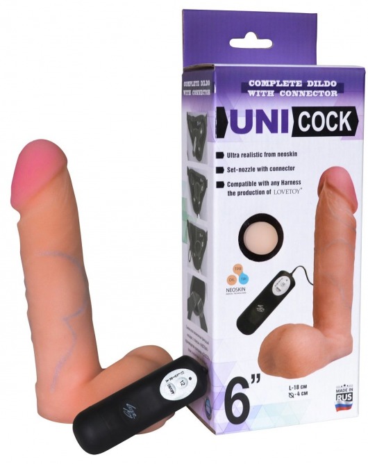Фаллическая насадка Харнесс UNICOCK 6  с вибрацией - 18 см. - LOVETOY (А-Полимер) - купить с доставкой в Майкопе