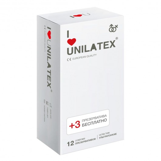 Ультратонкие презервативы Unilatex Ultra Thin - 12 шт. + 3 шт. в подарок - Unilatex - купить с доставкой в Майкопе