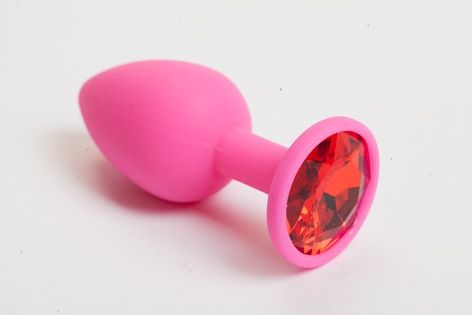 Розовая анальная пробка с красным кристаллом - 9,5 см. - 4sexdreaM - купить с доставкой в Майкопе