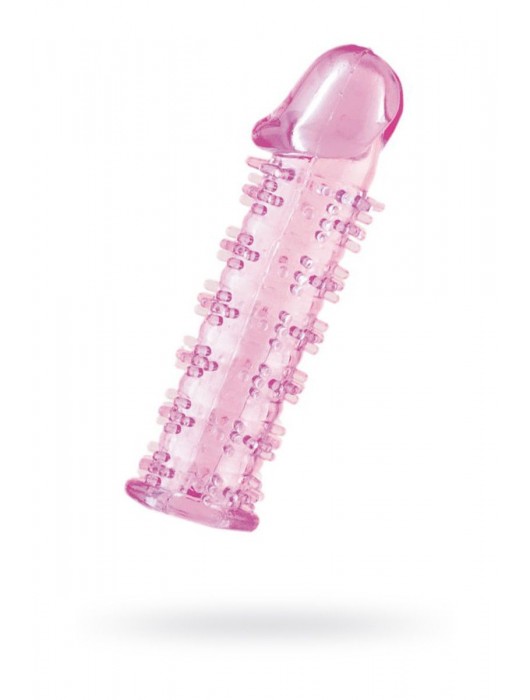 Гелевая розовая насадка на фаллос с шипами - 12 см. - Toyfa Basic - в Майкопе купить с доставкой