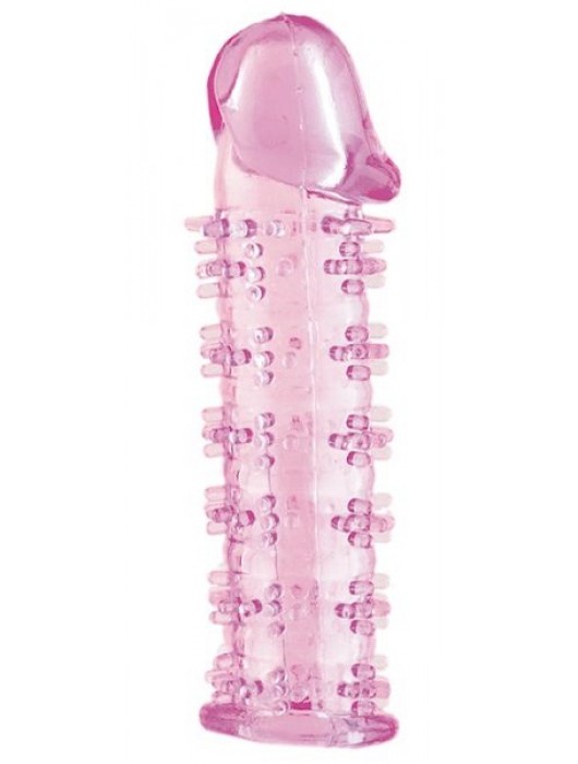 Гелевая розовая насадка на фаллос с шипами - 12 см. - Toyfa Basic - в Майкопе купить с доставкой
