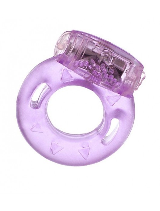 Фиолетовое эрекционное кольцо с виброэлементом в верхней части - Toyfa Basic - в Майкопе купить с доставкой