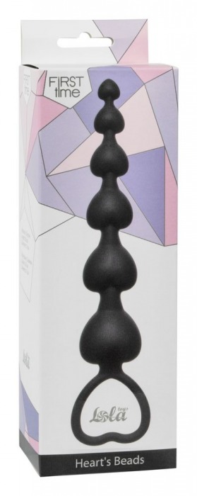 Чёрная анальная цепочка Heart s Beads Black - 18 см. - Lola Games