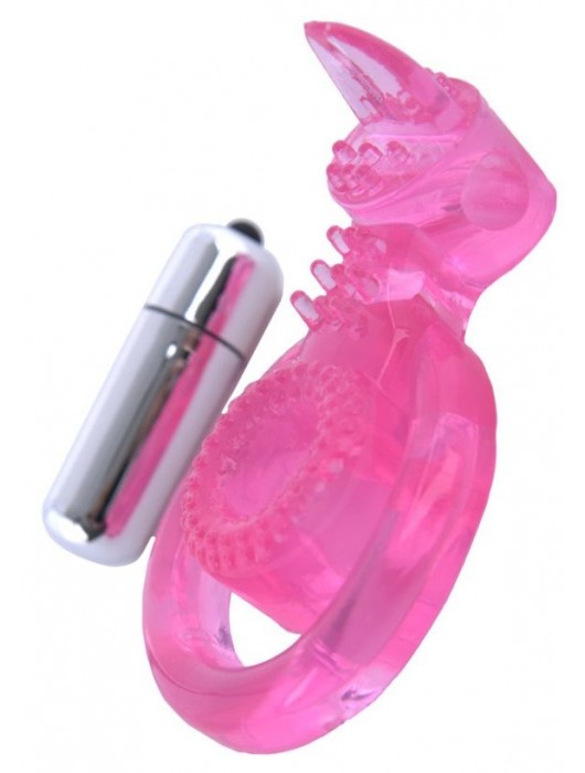 Розовая вибронасадка со стимулятор клитора   Язычок - Toyfa Basic - в Майкопе купить с доставкой