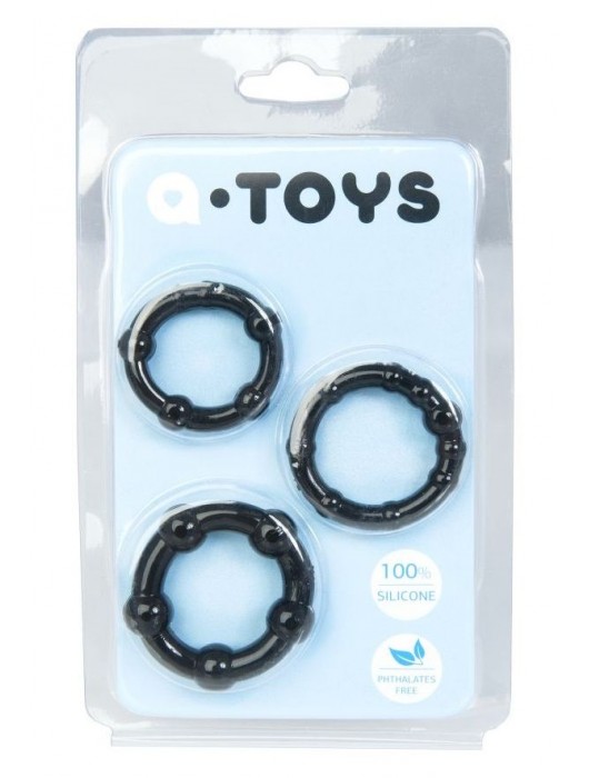 Набор из 3 чёрных эрекционных колец A-toys - A-toys - в Майкопе купить с доставкой