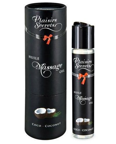 Массажное масло с ароматом кокоса Huile de Massage Gourmande Coco - 59 мл. - Plaisir Secret - купить с доставкой в Майкопе