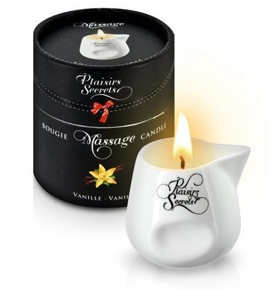 Массажная свеча с ароматом ванили Bougie Massage Gourmande Vanille - 80 мл. - Plaisir Secret - купить с доставкой в Майкопе