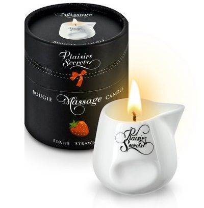 Массажная свеча с ароматом клубники Bougie de Massage Gourmande Fraise - 80 мл. - Plaisir Secret - купить с доставкой в Майкопе