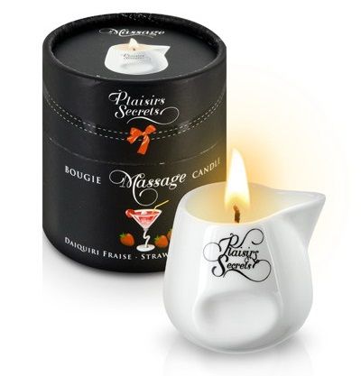 Массажная свеча с ароматом клубничного дайкири Bougie de Massage Daikiri Fraise - 80 мл. - Plaisir Secret - купить с доставкой в Майкопе