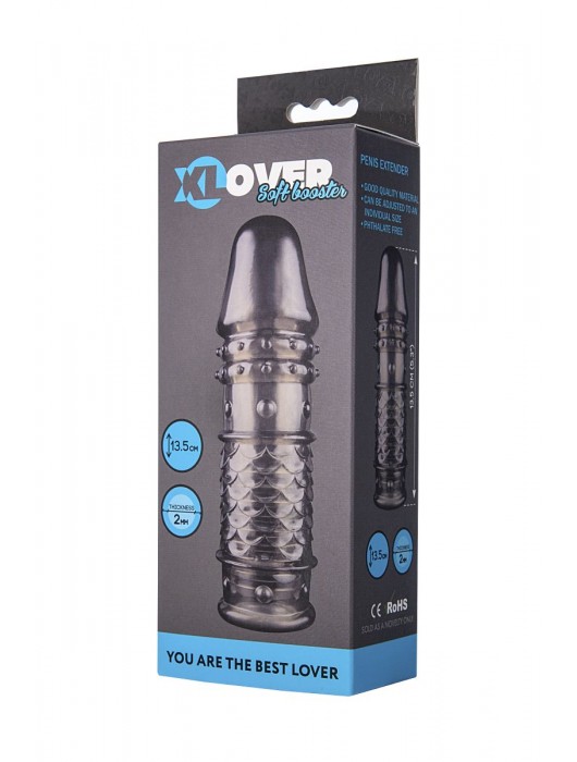 Дымчатая закрытая насадка ToyFa XLover с чешуйками и пупырышками - 13,5 см. - ToyFa - в Майкопе купить с доставкой