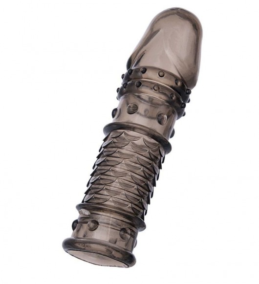 Дымчатая закрытая насадка ToyFa XLover с чешуйками и пупырышками - 13,5 см. - ToyFa - в Майкопе купить с доставкой