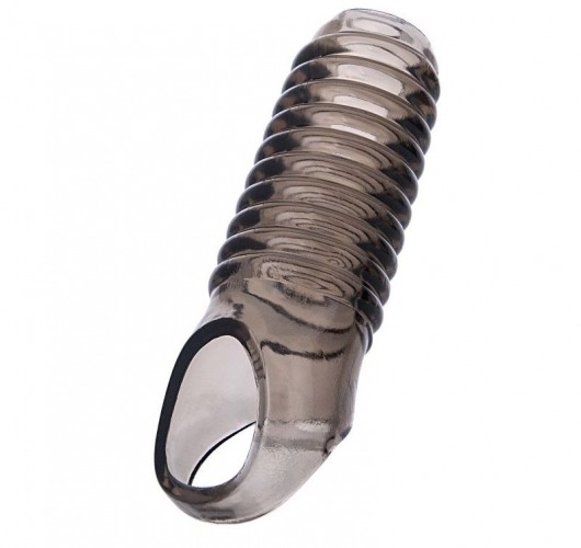 Дымчатая насадка с рёбрышками и подхватом мошонки ToyFa XLover - 12,5 см. - ToyFa - в Майкопе купить с доставкой