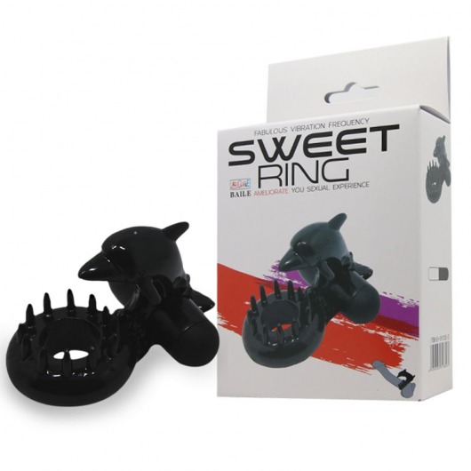Чёрное эрекционное виброкольцо Sweet Ring с дельфинчиком - Baile - в Майкопе купить с доставкой