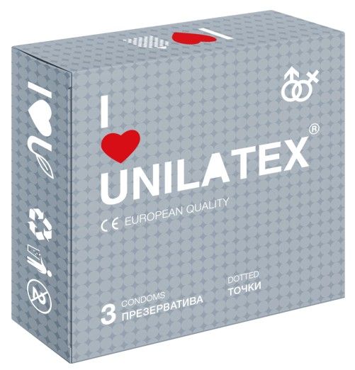 Презервативы с точками Unilatex Dotted - 3 шт. - Unilatex - купить с доставкой в Майкопе