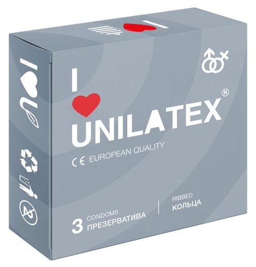 Презервативы с рёбрами Unilatex Ribbed - 3 шт. - Unilatex - купить с доставкой в Майкопе