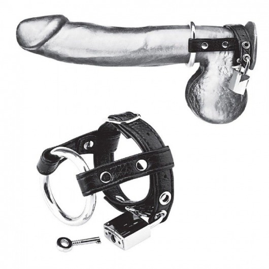 Утяжка на пенис на замочке Duo Cock And Ball Lock - BlueLine - купить с доставкой в Майкопе