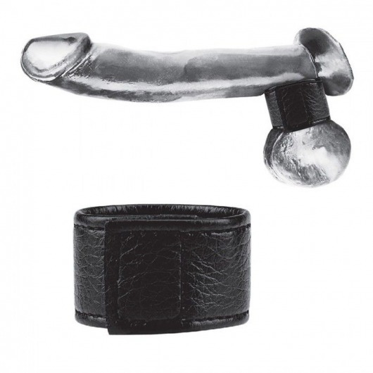Чёрная утяжка на мошонку 1  Velcro Ball Stretcher - BlueLine - купить с доставкой в Майкопе