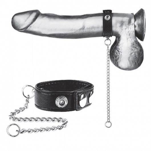 Утяжка на пенис с поводком Snap Cock Ring With 12  Leash - BlueLine - купить с доставкой в Майкопе