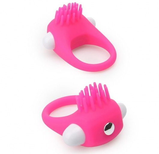 Розовое эрекционное кольцо с щеточкой LIT-UP SILICONE STIMU RING 5 - Dream Toys - в Майкопе купить с доставкой