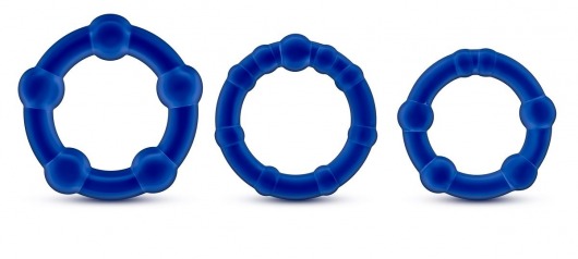 Набор из 3 синих эрекционных колец Stay Hard Beaded Cockrings - Blush Novelties - в Майкопе купить с доставкой
