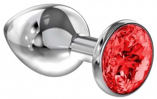 Большая серебристая анальная пробка Diamond Red Sparkle Large с красным кристаллом - 8 см. - Lola Games - купить с доставкой в Майкопе