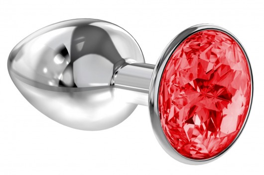 Малая серебристая анальная пробка Diamond Red Sparkle Small с красным кристаллом - 7 см. - Lola Games - купить с доставкой в Майкопе