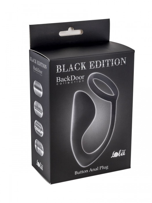 Чёрное эрекционное кольцо с анальной пробкой Button Anal Plug - Lola Games - в Майкопе купить с доставкой