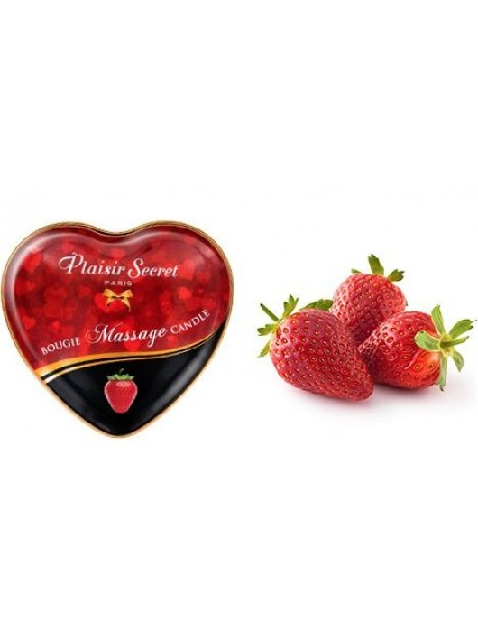Массажная свеча с ароматом клубники Bougie Massage Candle - 35 мл. - Plaisir Secret - купить с доставкой в Майкопе