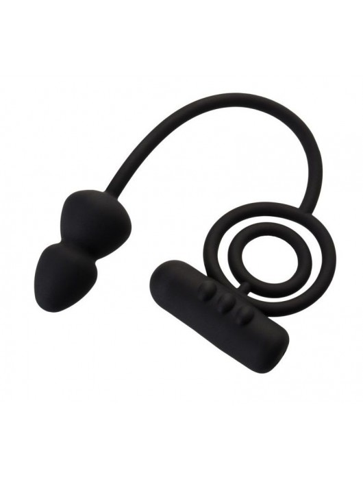 Чёрное эрекционное кольцо с вибропулькой и анальным хвостом - Erotist Adult Toys - в Майкопе купить с доставкой