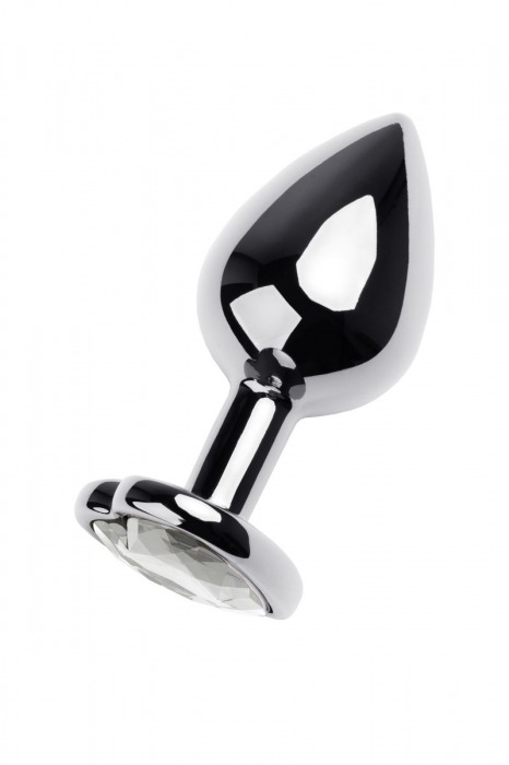 Серебристая анальная пробка с прозрачным кристаллом-сердцем - 8 см. - ToyFa - купить с доставкой в Майкопе