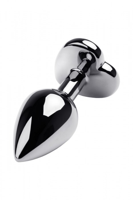 Серебристая анальная пробка с прозрачным кристаллом-сердцем - 8 см. - ToyFa - купить с доставкой в Майкопе