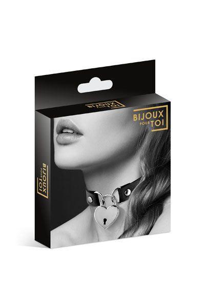 Черный чокер с замком в форме сердца - Bijoux Pour Toi - купить с доставкой в Майкопе