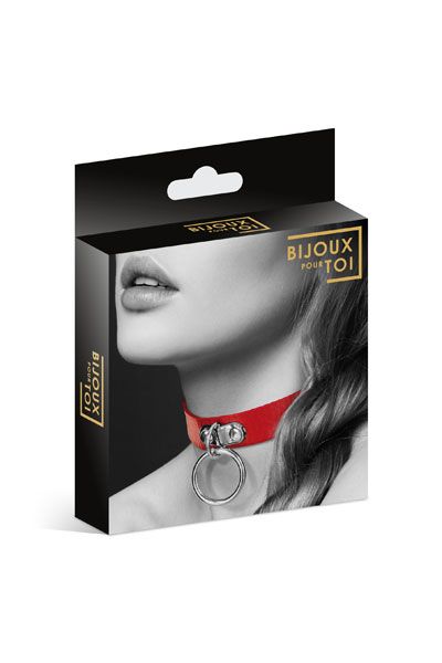 Красный узенький чокер с кольцом - Bijoux Pour Toi - купить с доставкой в Майкопе