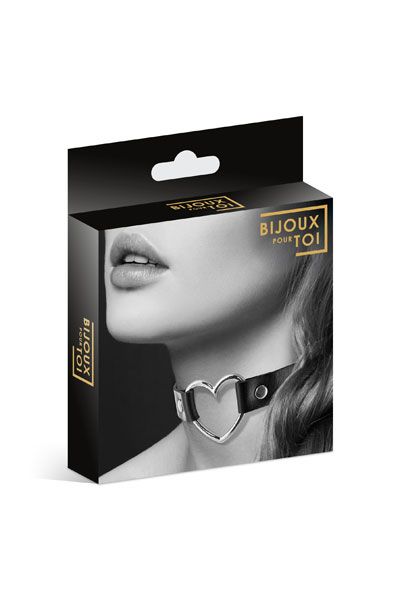 Чёрный чокер с кольцом в форме сердца - Bijoux Pour Toi - купить с доставкой в Майкопе