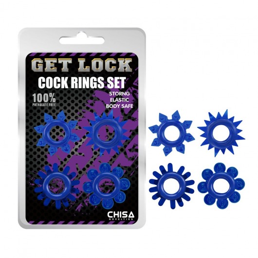 Набор из 4 синих колец Get Lock - Chisa - в Майкопе купить с доставкой