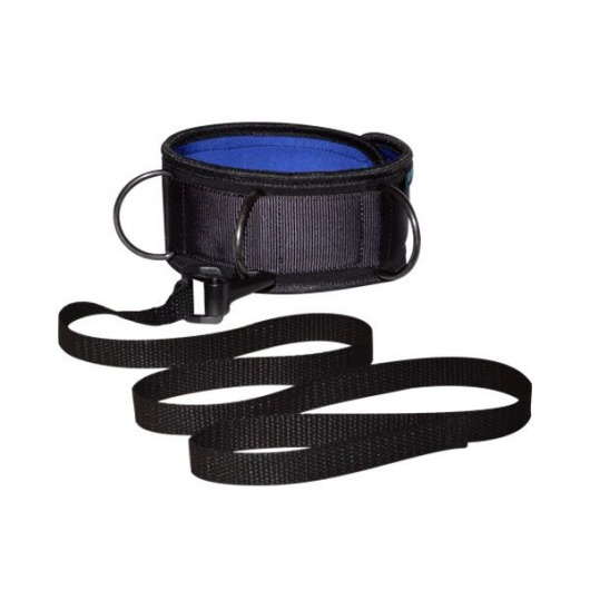 Чёрно-синий неопреновый ошейник с поводком - Sitabella - купить с доставкой в Майкопе