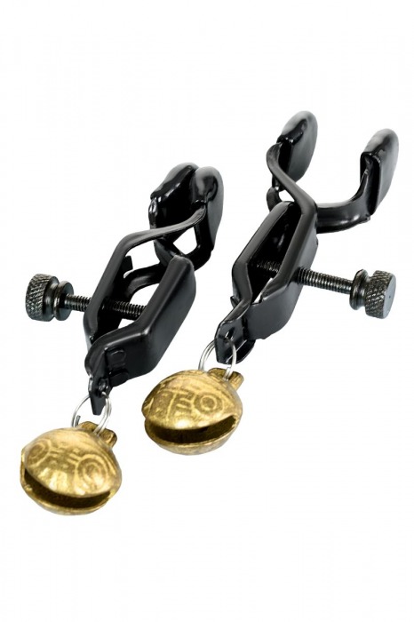 Черно-золотистые зажимы для сосков TOYFA Theatre - ToyFa - купить с доставкой в Майкопе