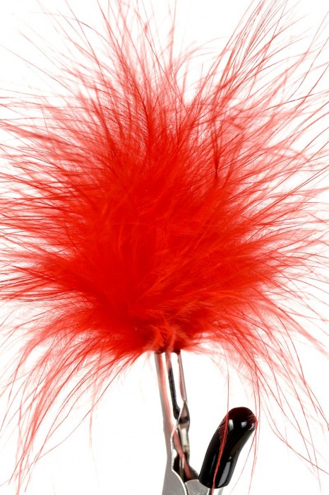 Зажимы для сосков с красным пухом Theatre - ToyFa - купить с доставкой в Майкопе