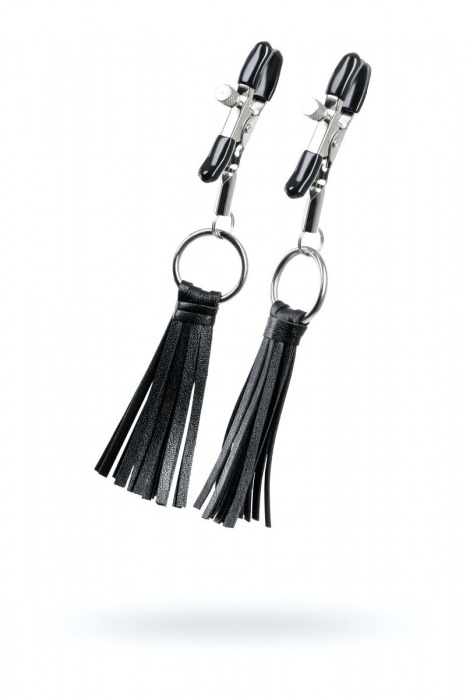 Черно-серебристые зажимы для сосков Theatre с кисточками - ToyFa - купить с доставкой в Майкопе