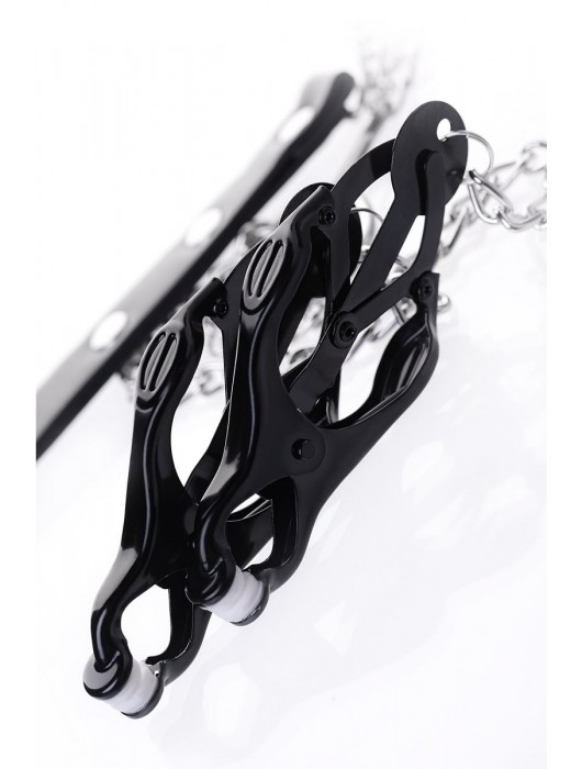 Черно-серебристые зажимы для сосков с кольцом для пениса TOYFA Metal - ToyFa - купить с доставкой в Майкопе