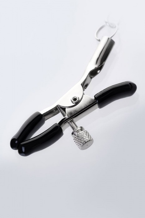 Серебристо-чёрные зажимы для сосков с кольцом для пениса TOYFA Metal - ToyFa - купить с доставкой в Майкопе